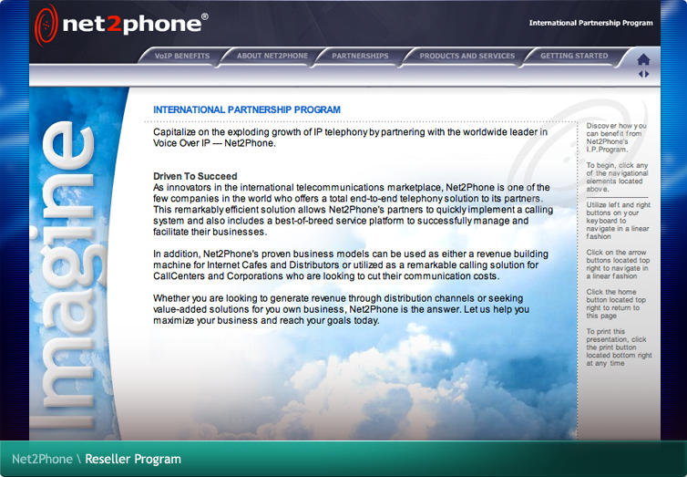 Net2Phone Reseller Program Flash Application