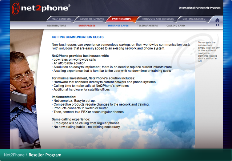 Net2Phone Reseller Program Flash Application