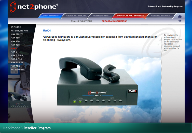 Net2Phone Reseller Program Flash Application