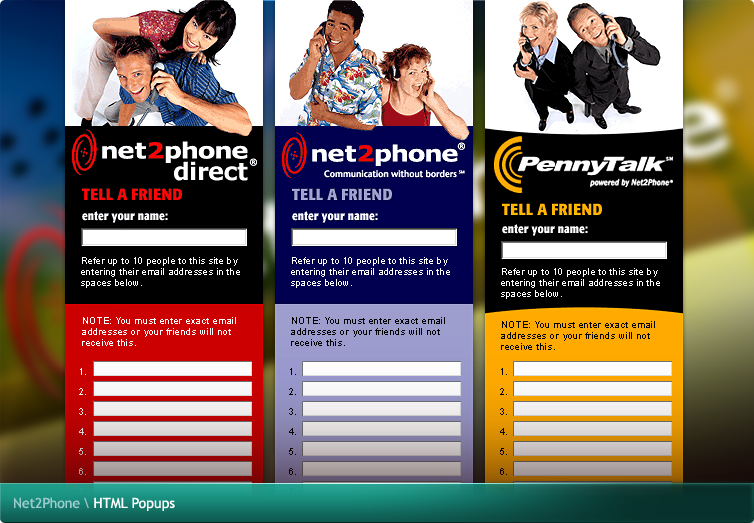 Net2Phone HTML Popups