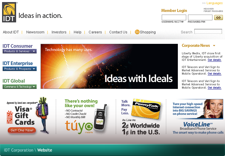 IDT Corporation Website
