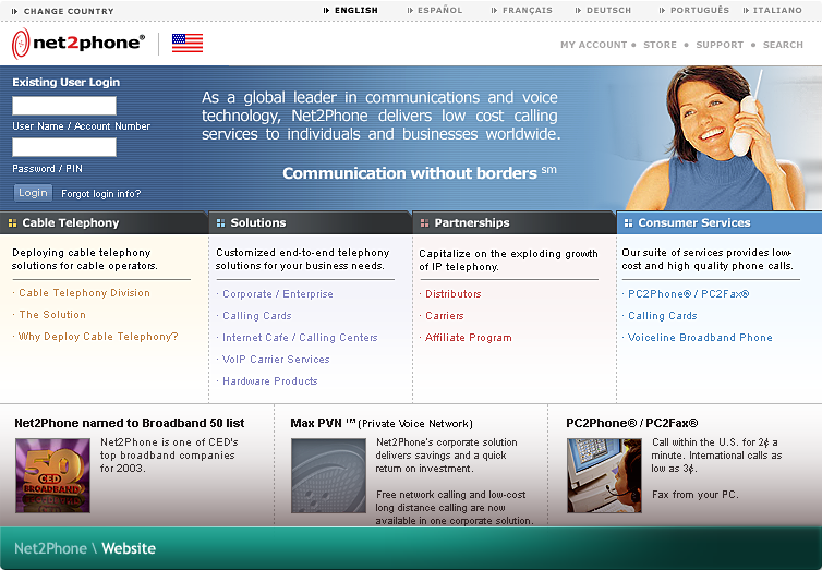 Net2Phone Website